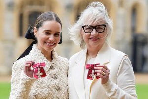 Emilia Clarke and Mother Receive MBEs from Prince William