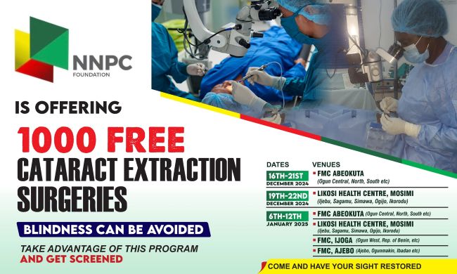 NNPCL Foundation Offers Free Cataract Surgeries Across Lagos