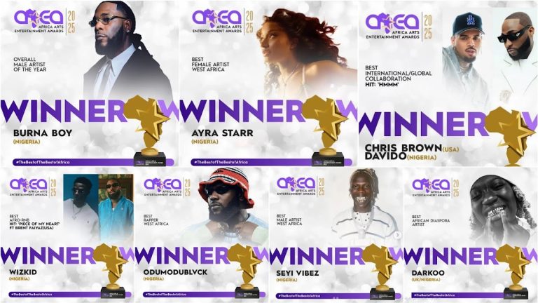Burna Boy, Wizkid, Asake Win Big at AAEA 2025